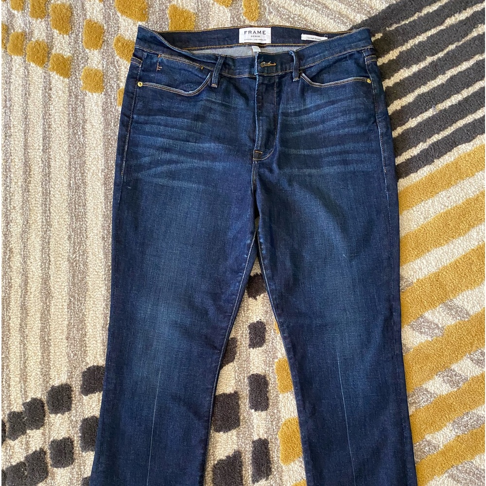 Frame Le High Straight Jeans Dark Blue